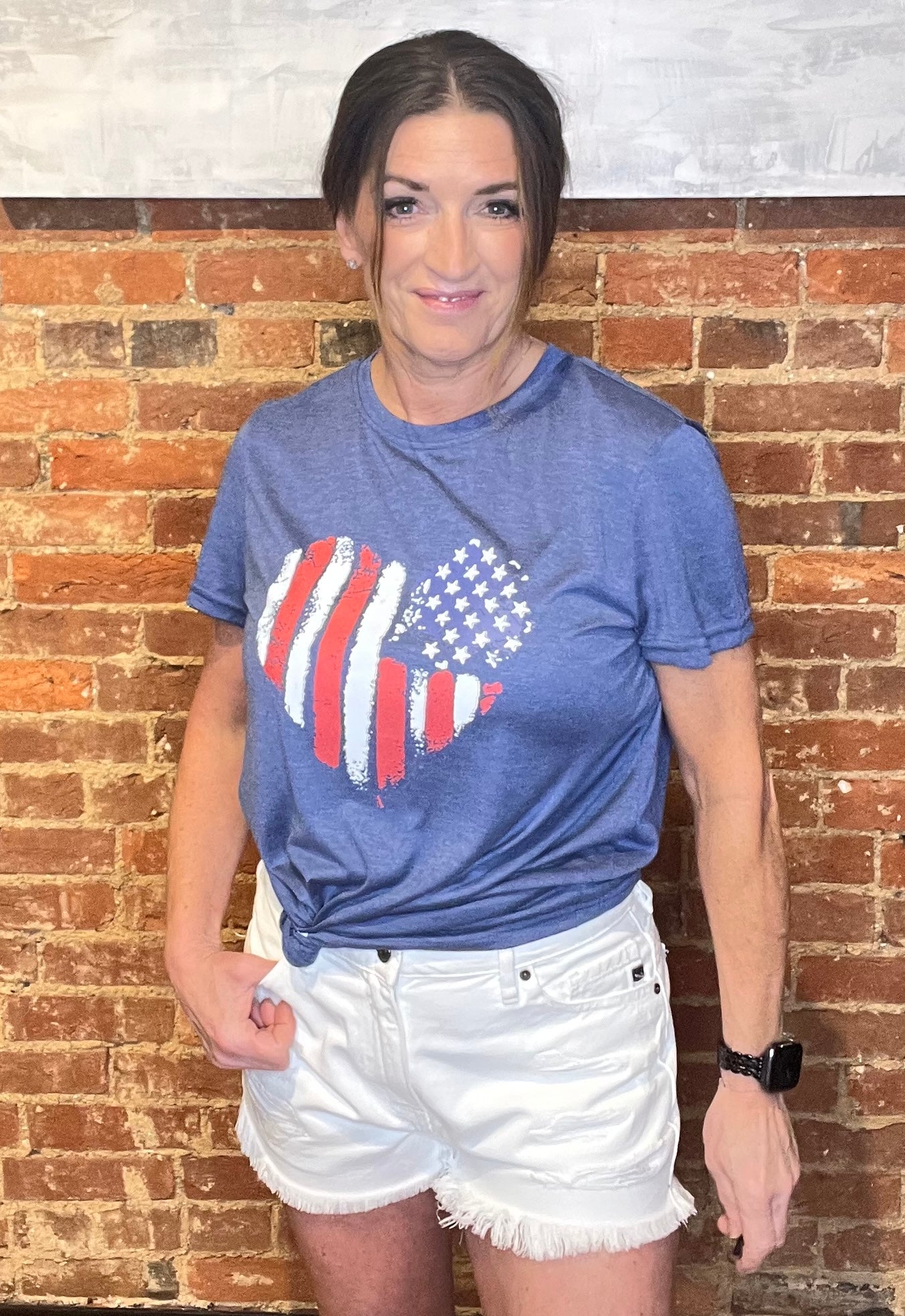 American Flag Heart Shape Graphic Tee