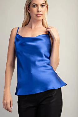 It's A Martini Date Satin Cowl Neck Cami Top