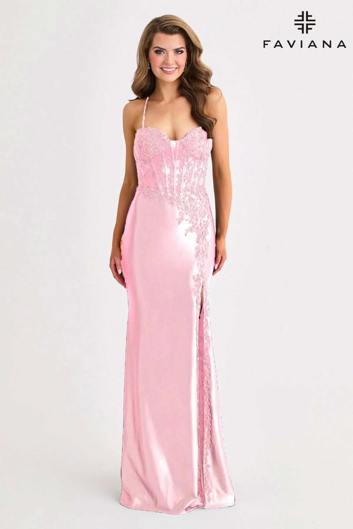 faviana light pink prom dress Faviana 11419 Long Formal Ruffle Mermaid Prom Dress