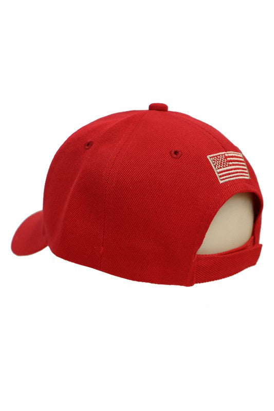 Red Monochromatic American Flag Embroidered Six Panel Velcro Back Acrylic Baseball Hat