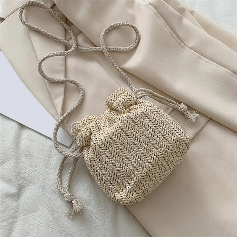 Summer Blooms Straw Crossbody Bag
