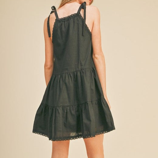 Black Halter Tiered Babydoll Mini Dress