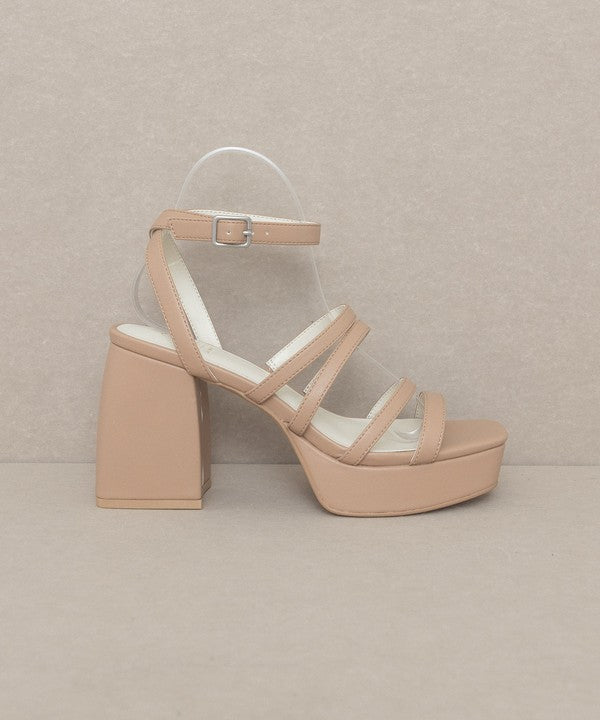 Beige Strappy Platform Heel
