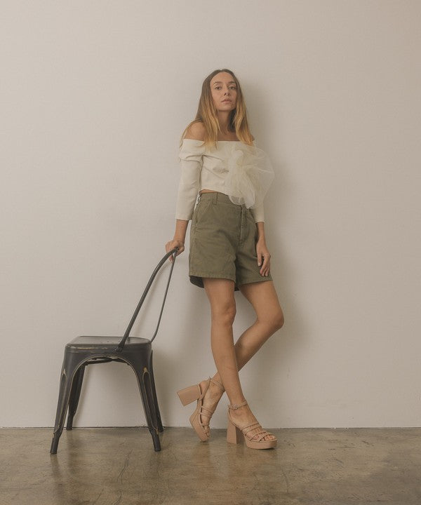 Beige Strappy Platform Heel