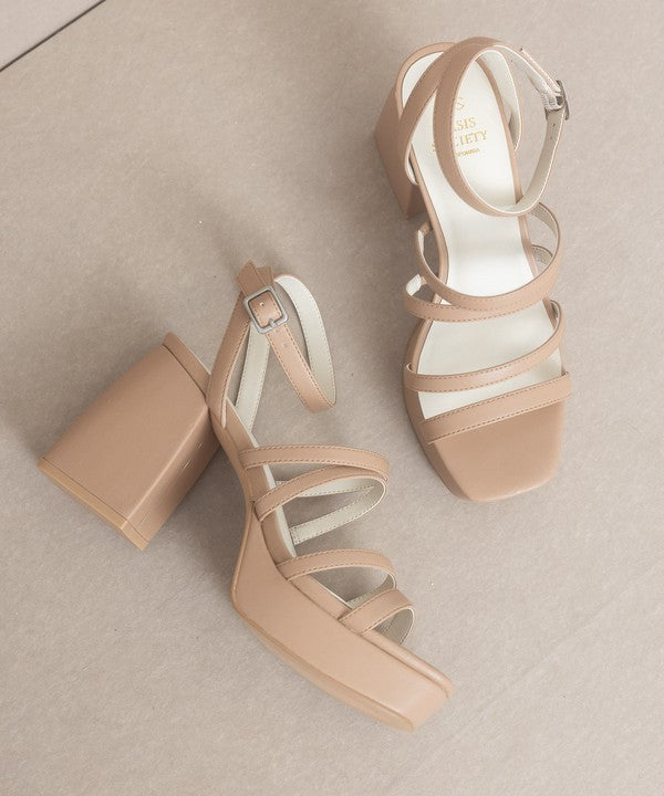 Beige Strappy Platform Heel