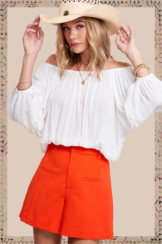 Tangerine High Waist Tailored Shorts