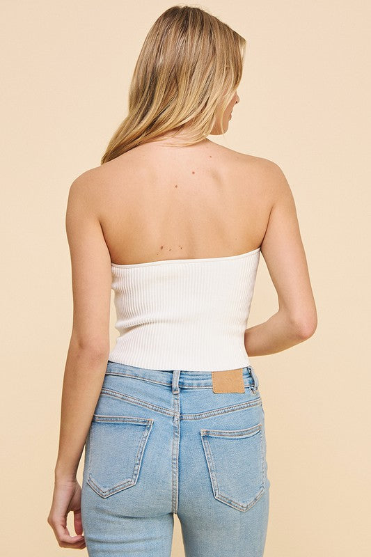 White Soft and Stretchy Ribbed Tube Top