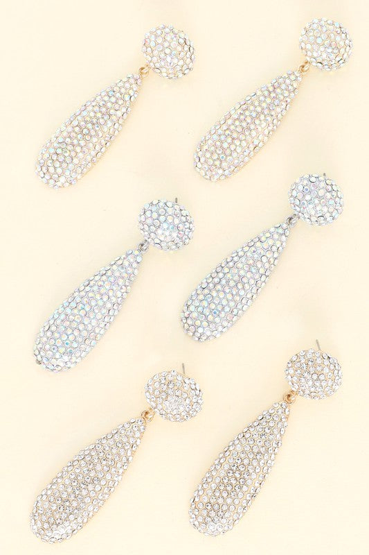 Pave Teardrop Rhinestone Earrings