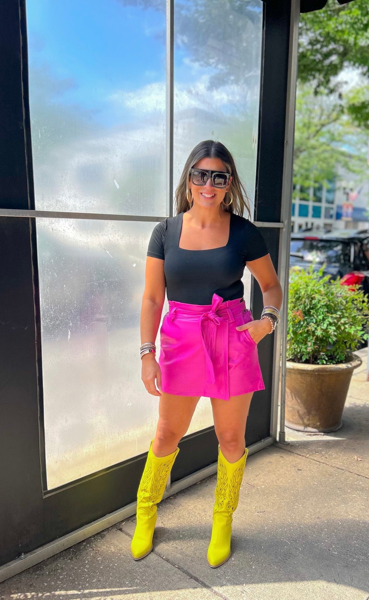 Meet You In Times Square Large Rectangular Sunglasses