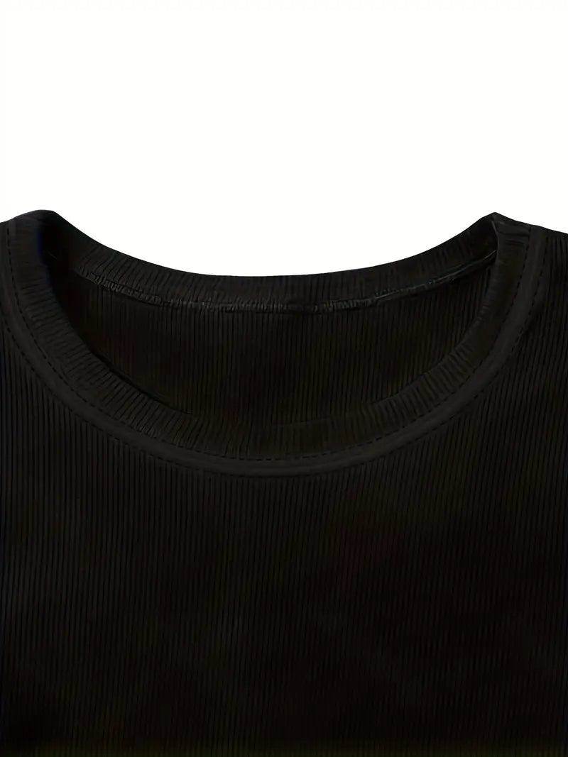 black ribbed long sleeve tee