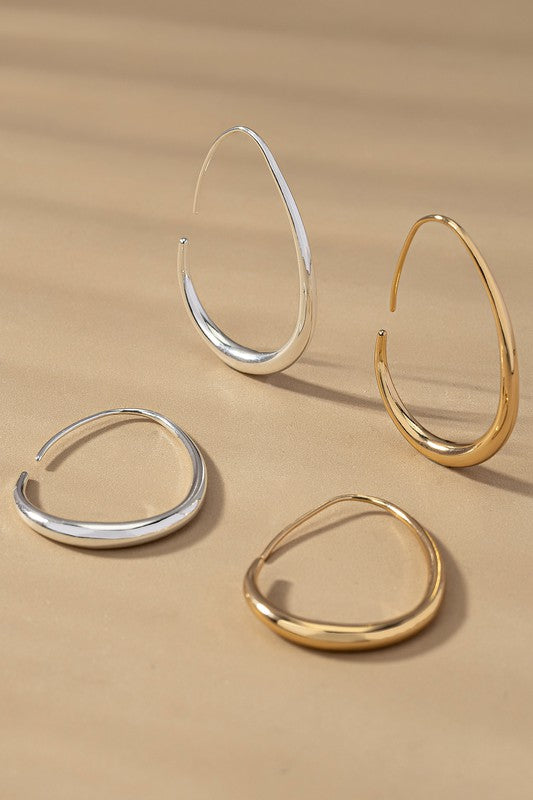 Gold Teardrop Hoop Earrings