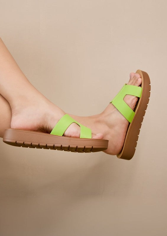 Green Slip On Sandals