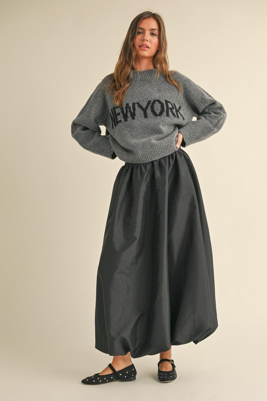 Exceptionally Aesthetic Metallic Black Maxi Skirt LUX Boutique