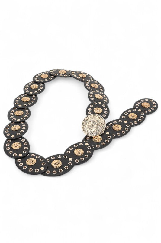 Necklace with decorative clasp on a white background