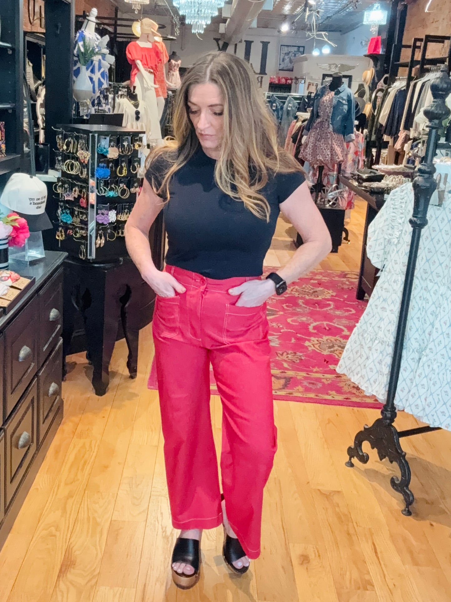 Hello Weekend Wide Leg Cropped Pants