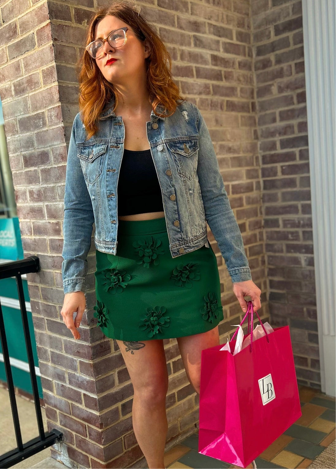 Flaunting in Floral Embroidered Mini Skirt