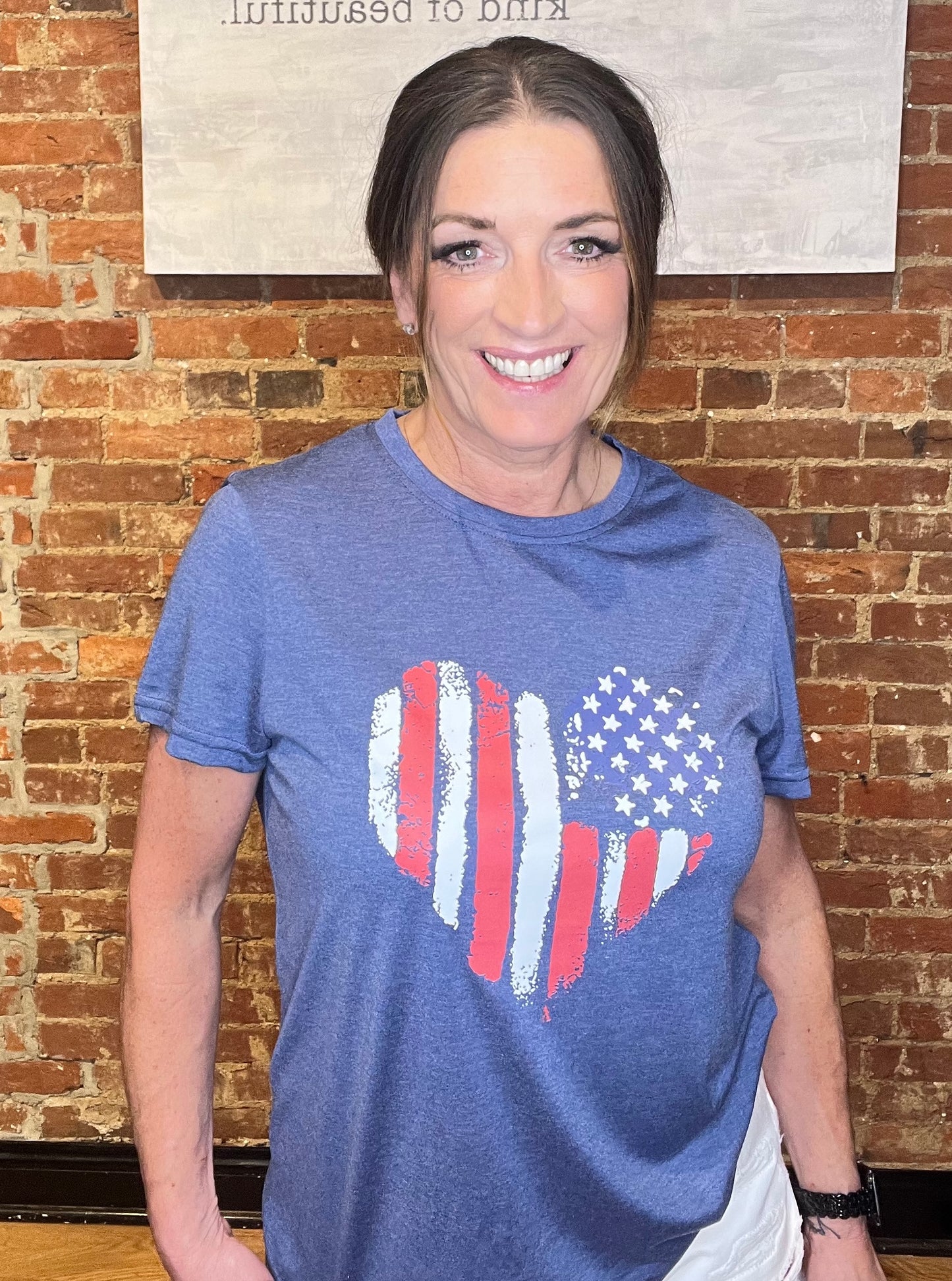American Flag Heart Shape Graphic Tee