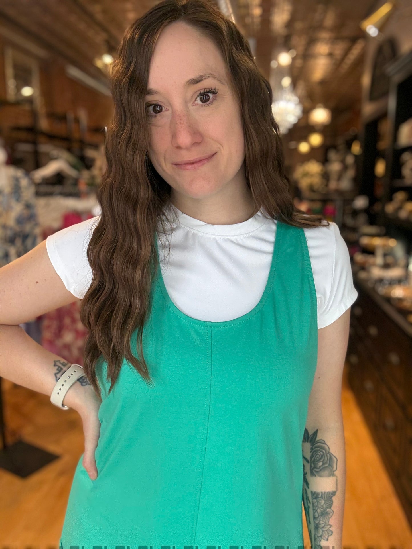Kelly Green Solid Color Casual Backless Sleeveless Romper