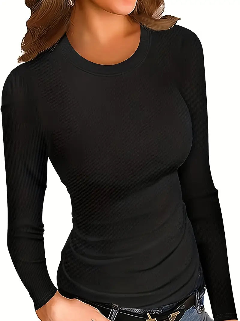 black ribbed long sleeve tee