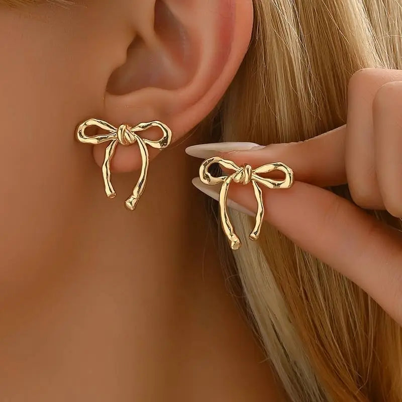 Gold Bow Earrings