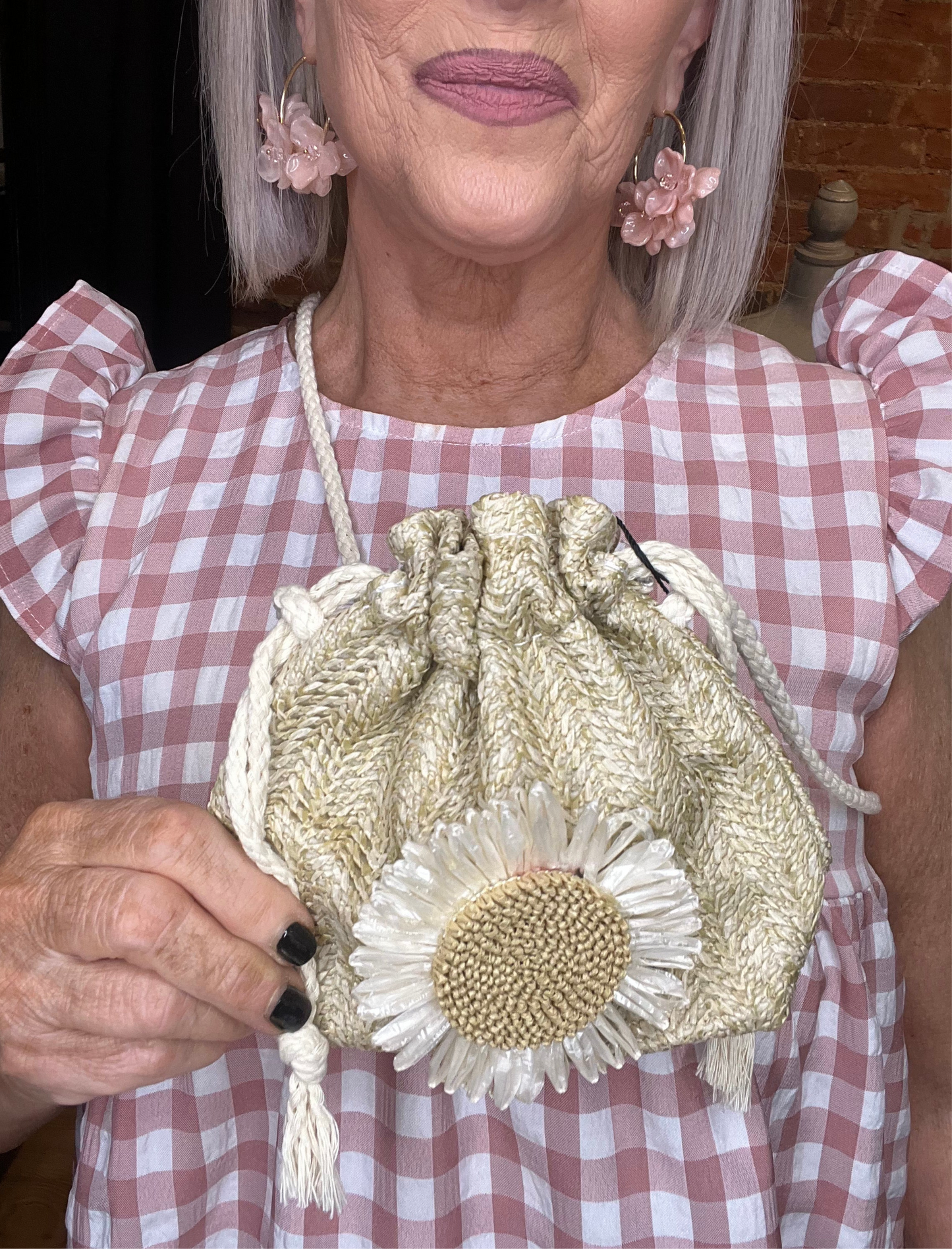 Summer Blooms Straw Crossbody Bag