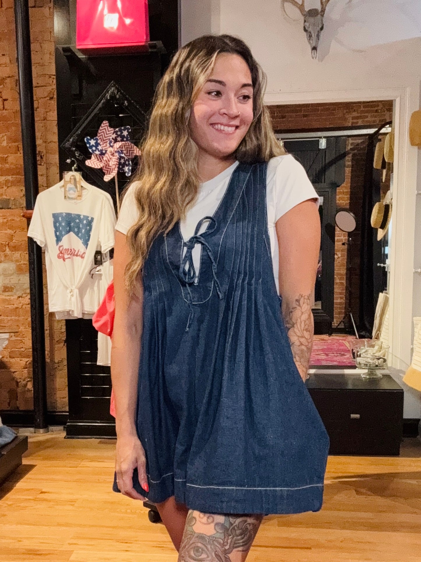 Ready To Charm Denim Romper Dress