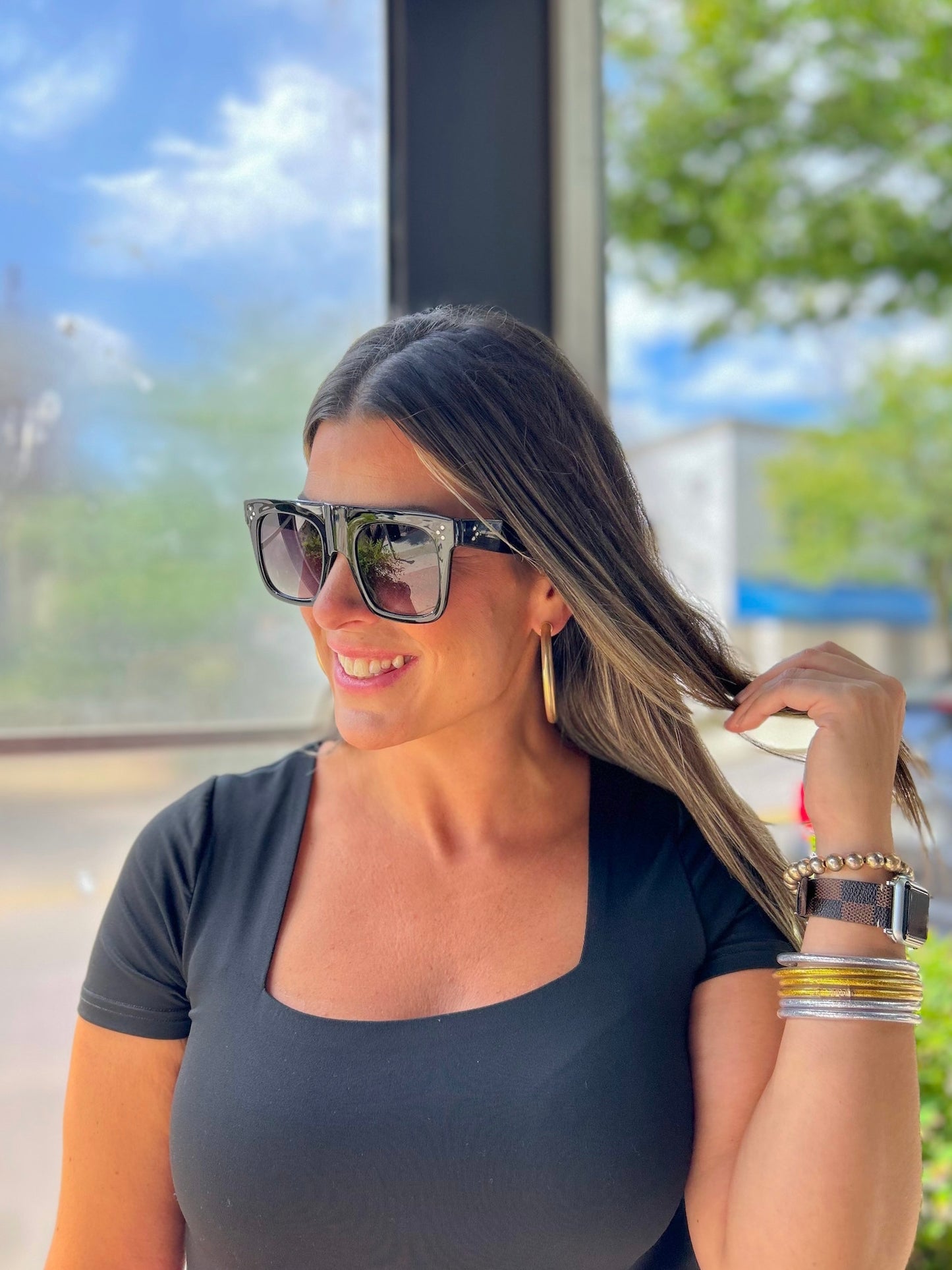 Meet You In Times Square Large Rectangular Sunglasses