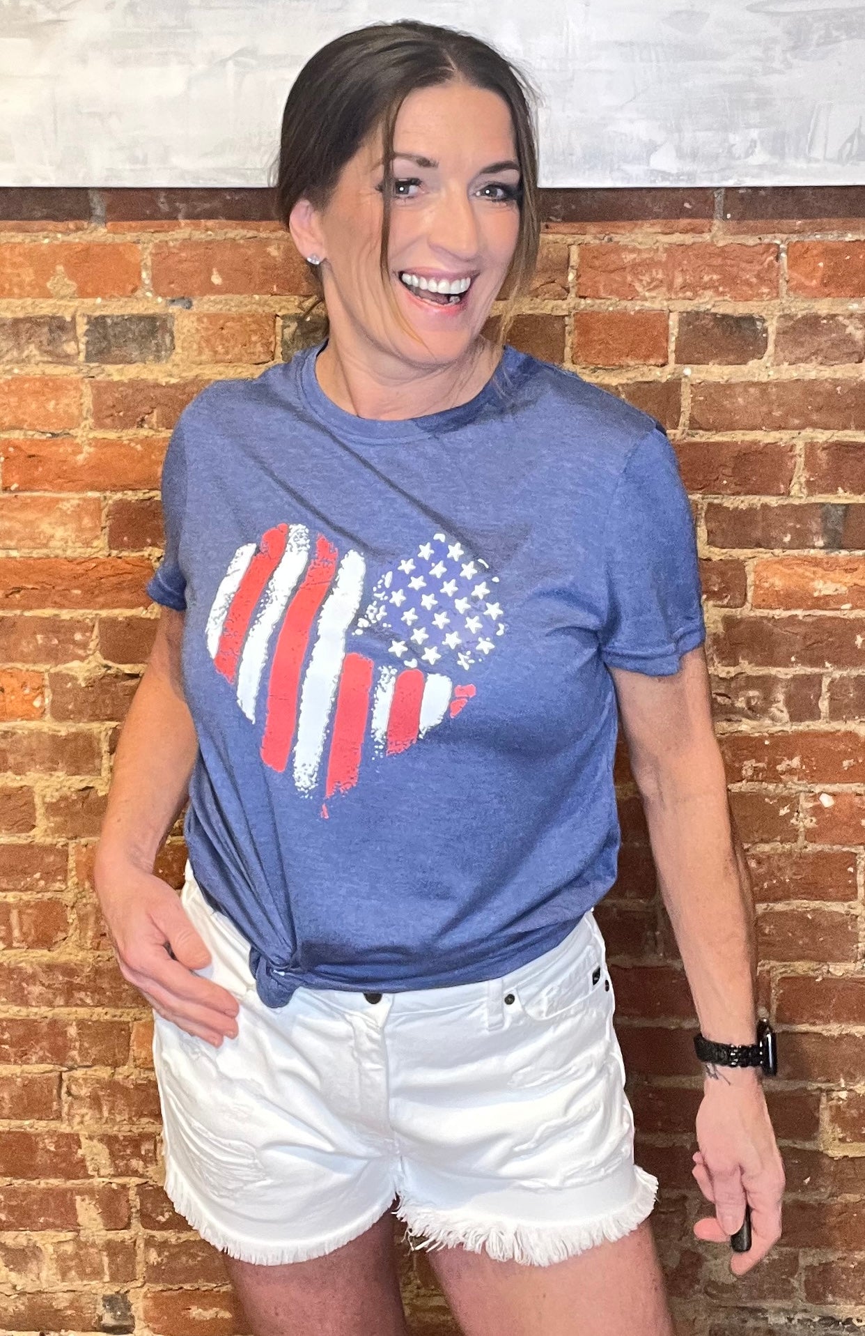 American Flag Heart Shape Graphic Tee
