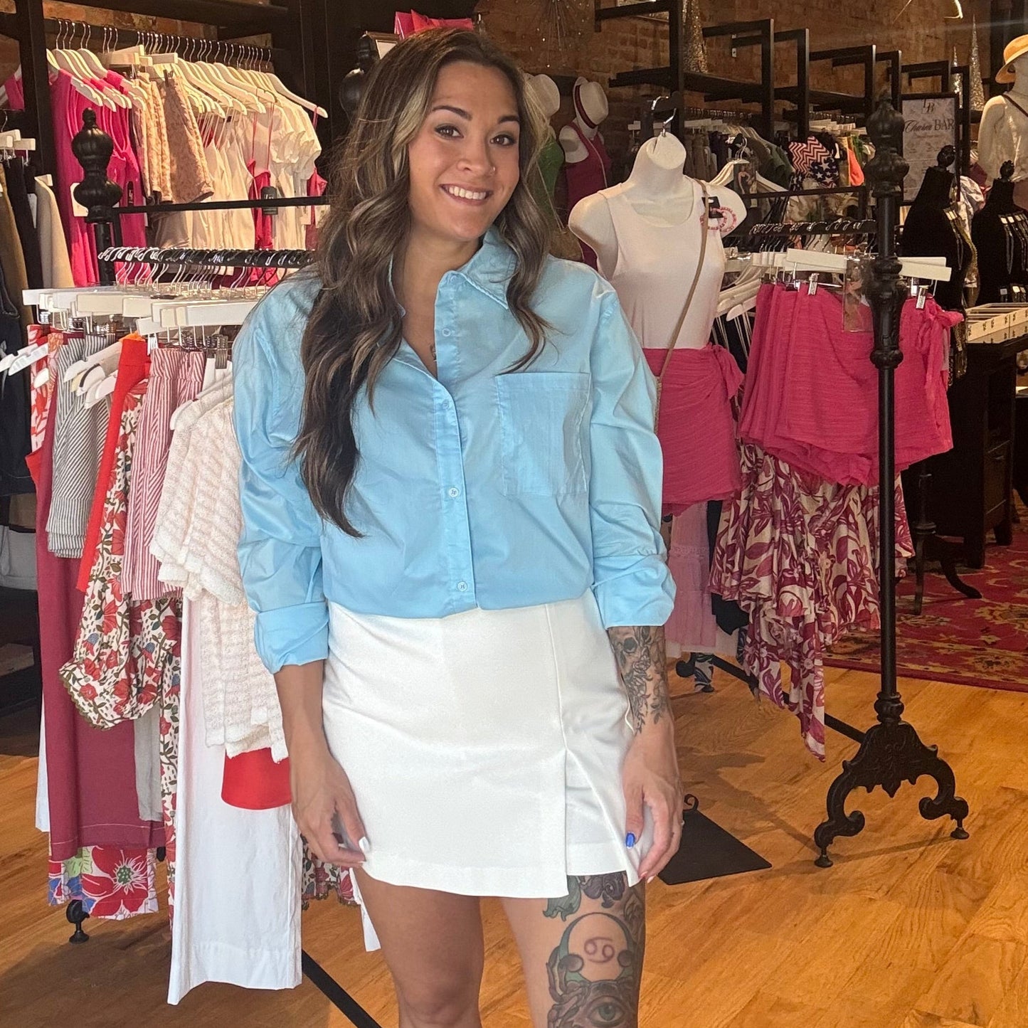 White High Waisted Skort