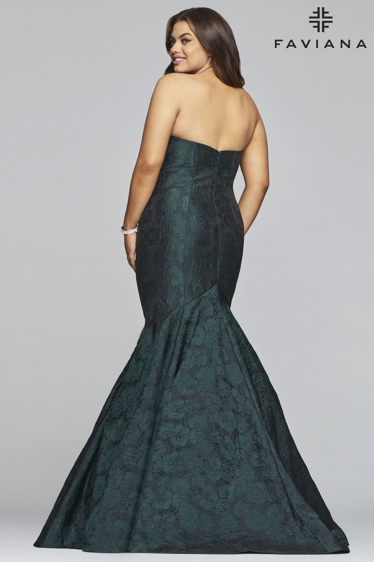 Evergreen Long Sweetheart Strapless Jacquard Dress with Mermaid Skirt