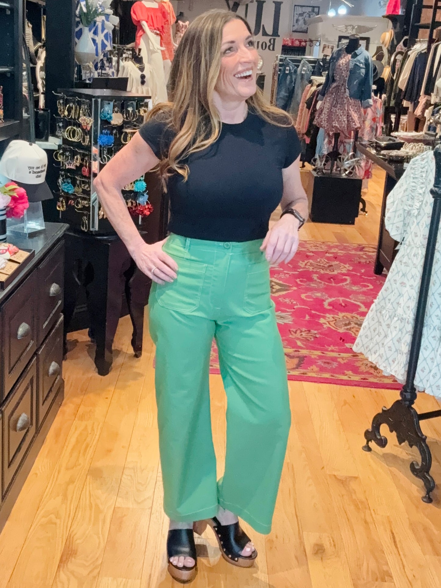 Hello Weekend Wide Leg Cropped Pants