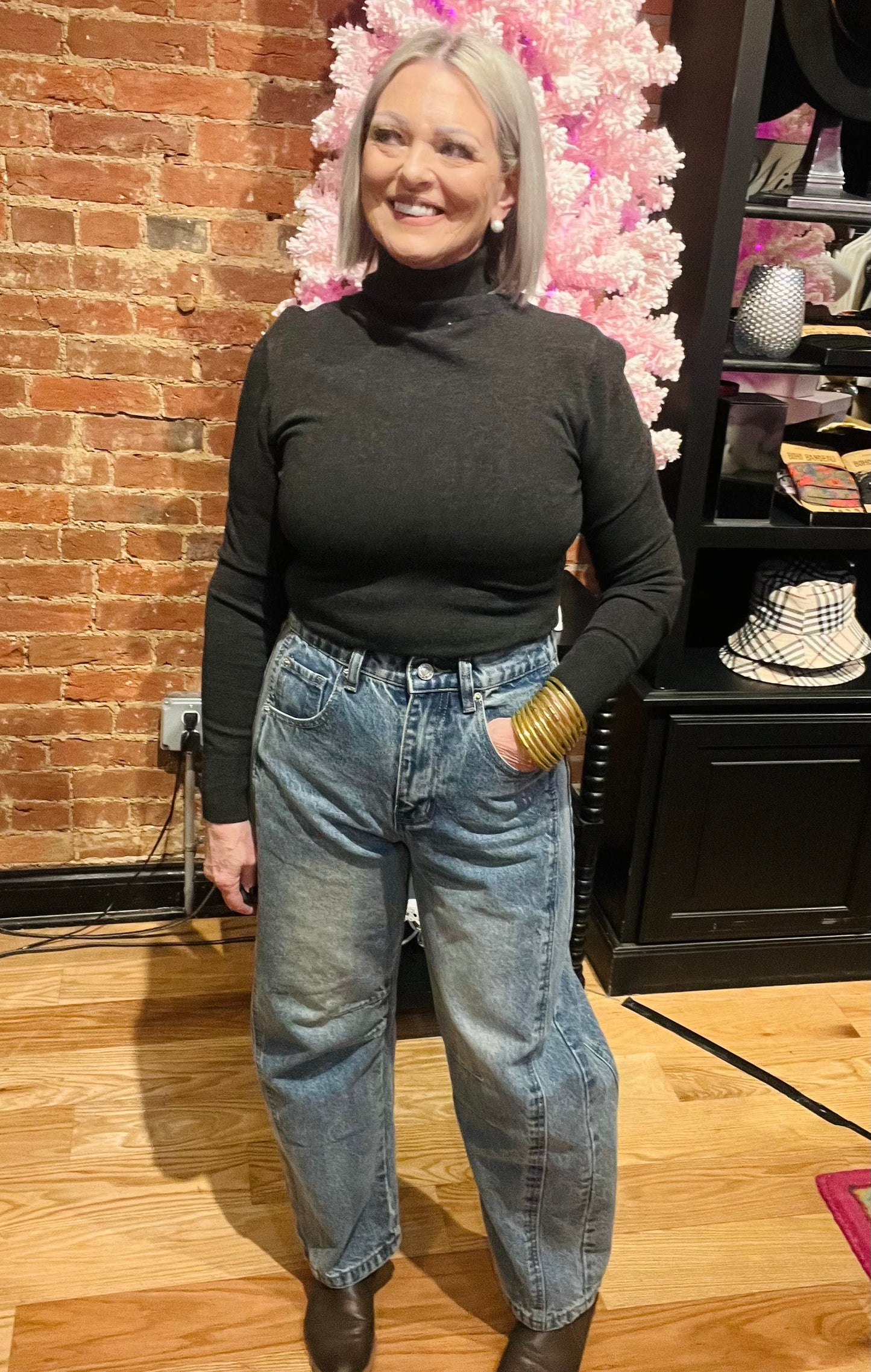 Charcoal Turtleneck Sweater Long Sleeve Top