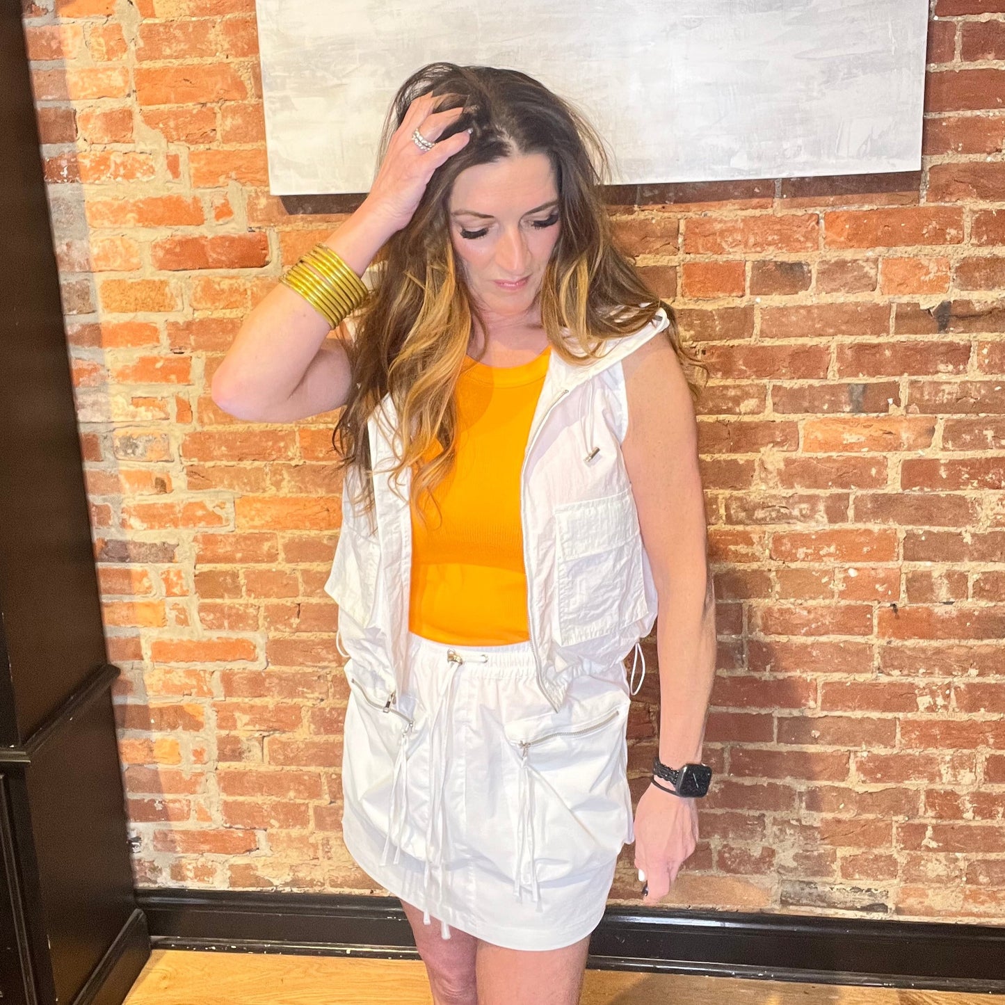 White Cargo Sleeveless Vest