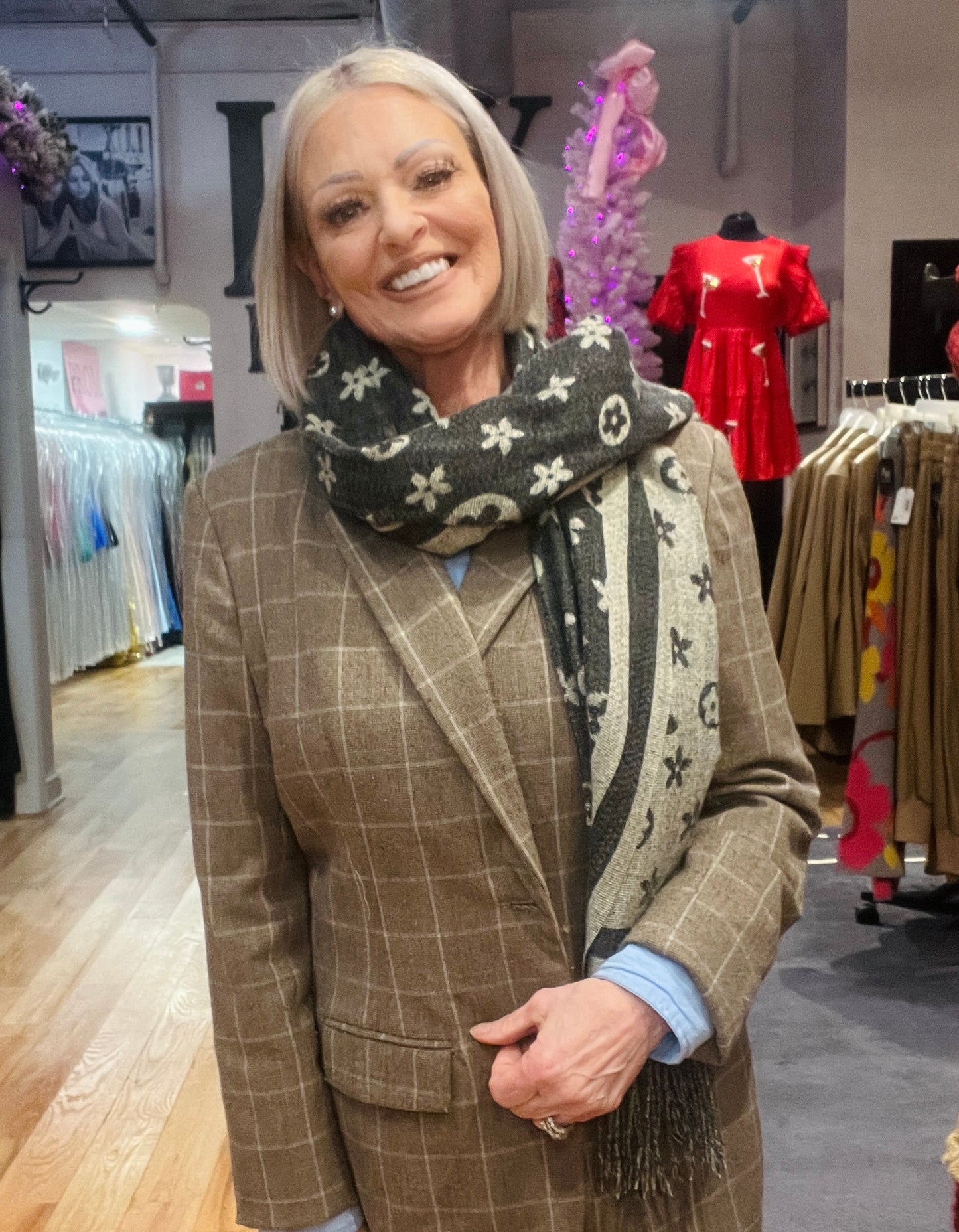 Designer Inspired Monogram Pattern Scarf