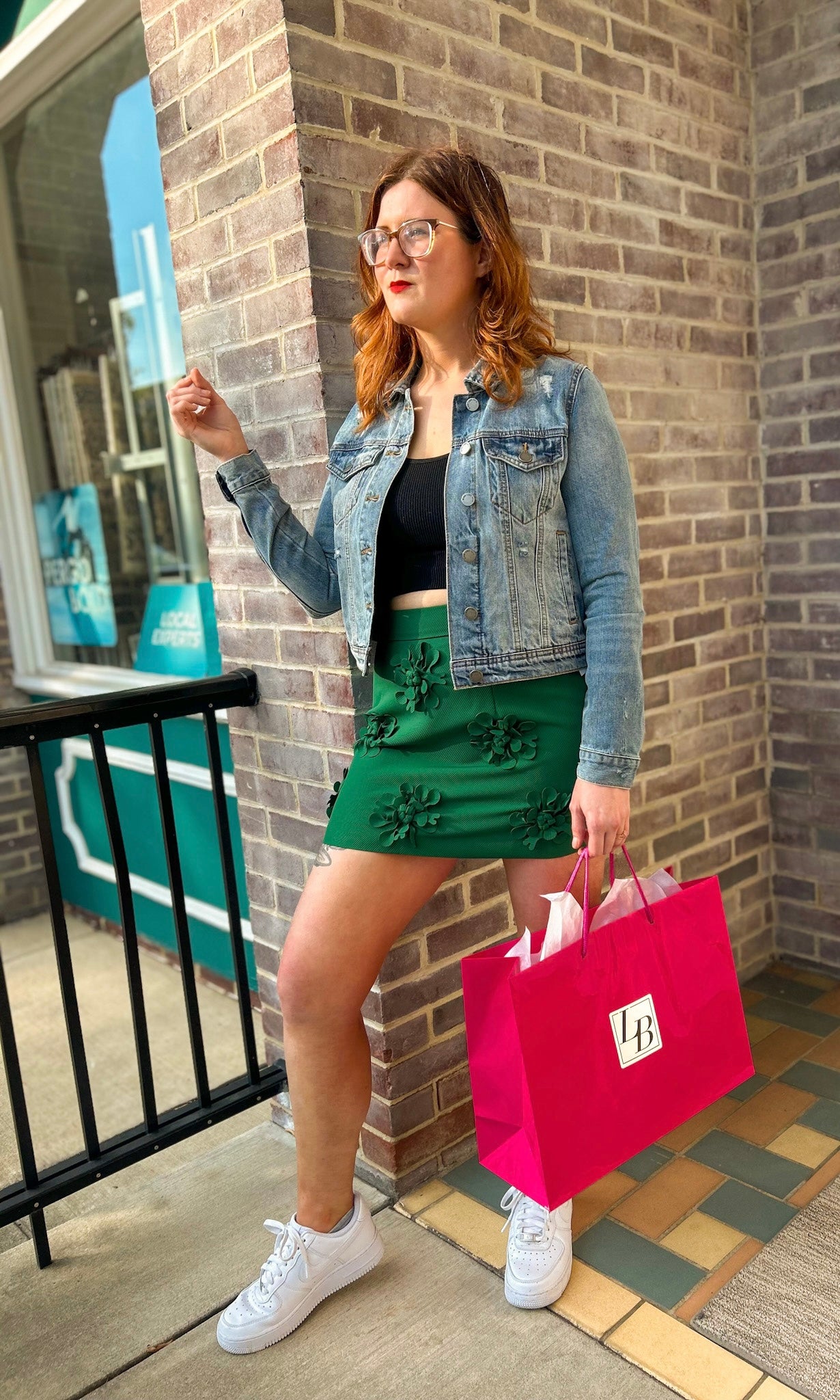 Flaunting in Floral Embroidered Mini Skirt
