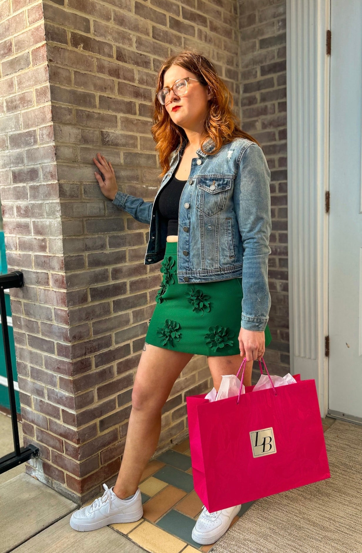 Flaunting in Floral Embroidered Mini Skirt