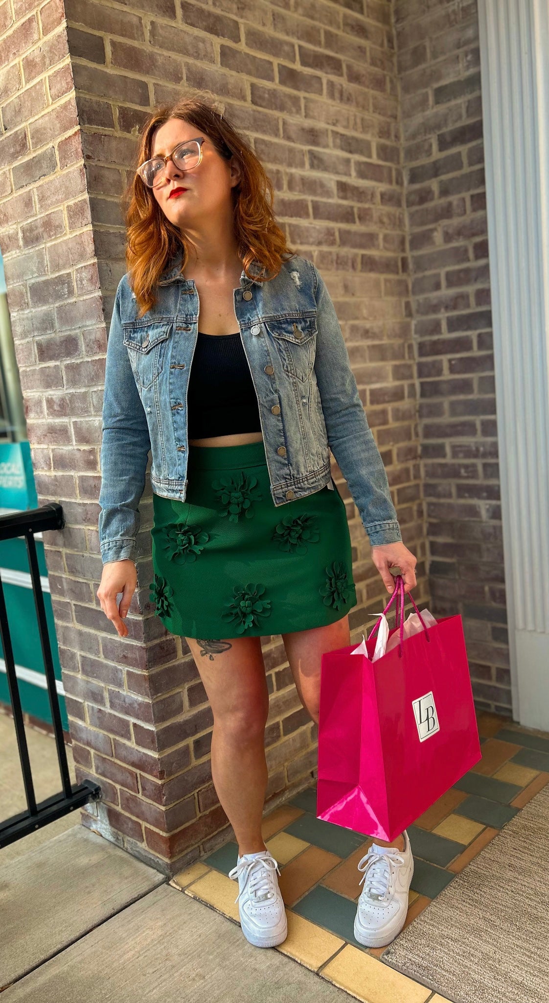 Flaunting in Floral Embroidered Mini Skirt