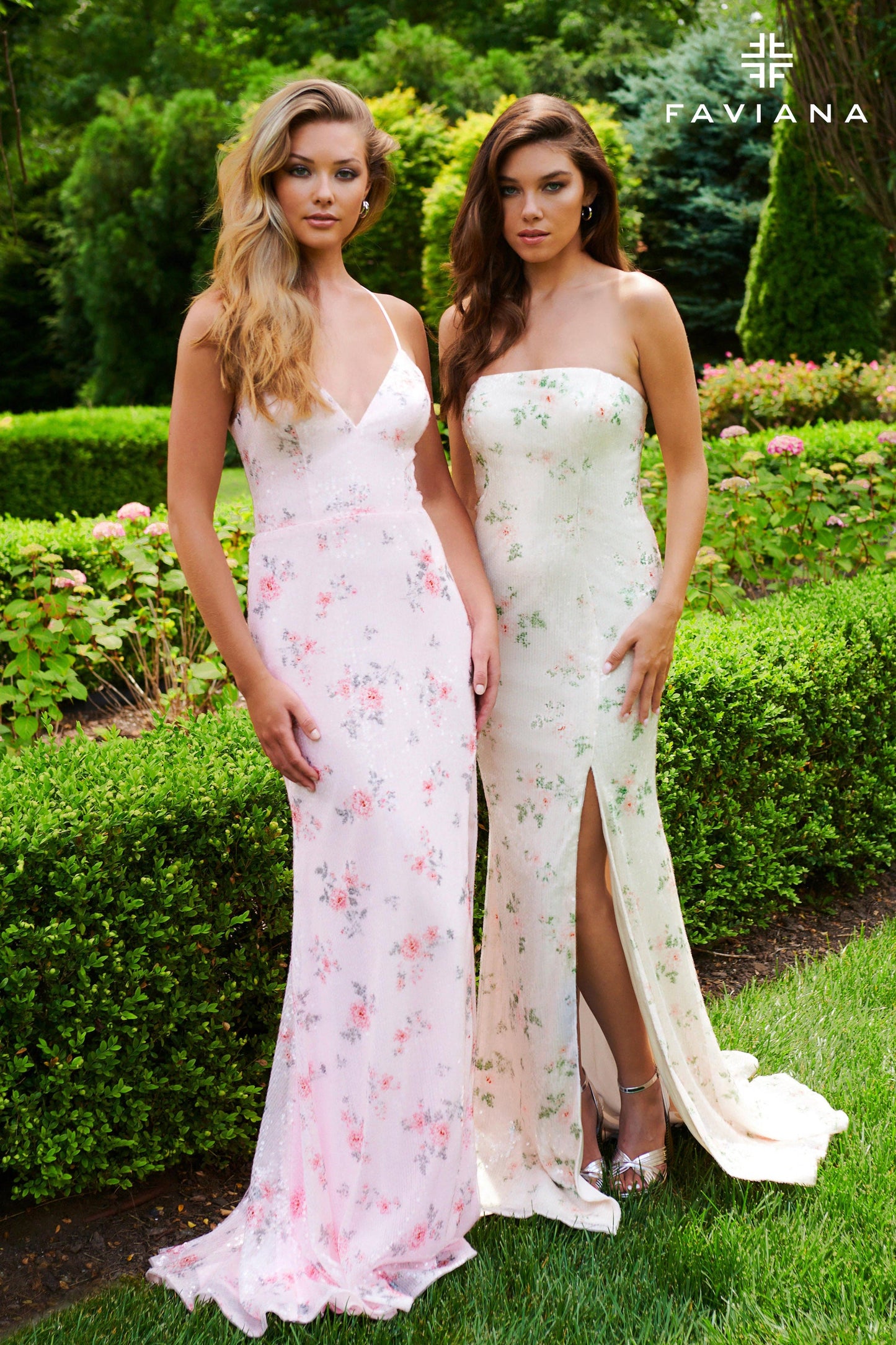 Light Pink Floral Faviana Prom 11221