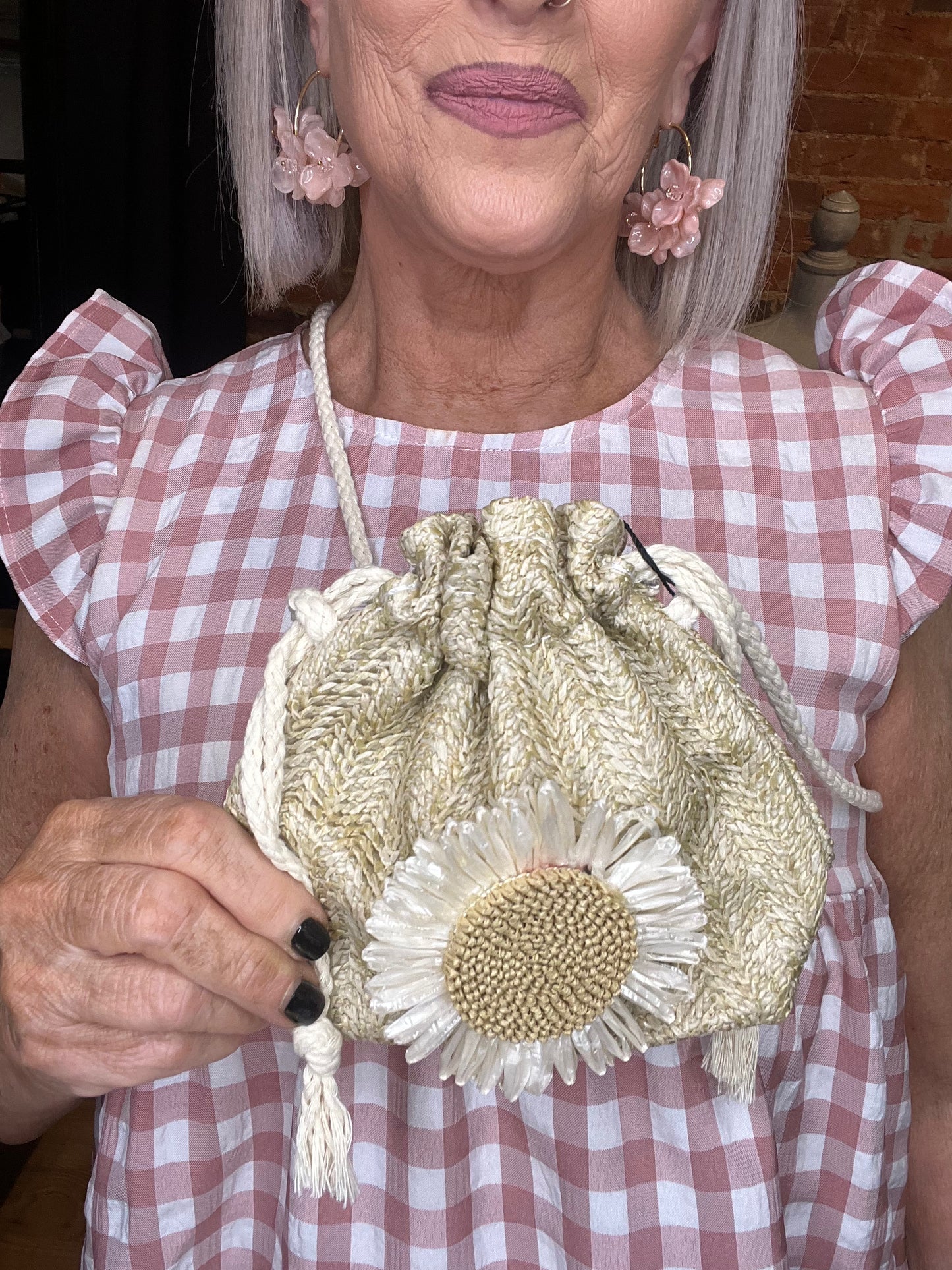 Summer Blooms Straw Crossbody Bag