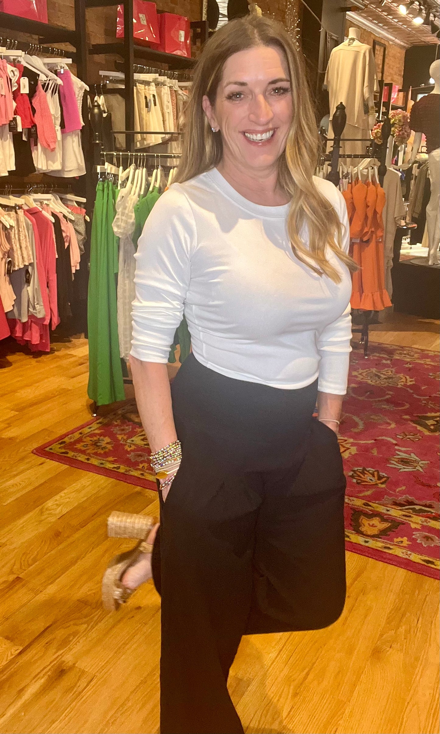 Black Wide Leg Linen Pants with Pockets