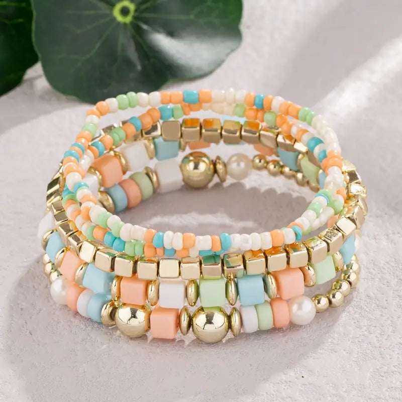 Multi 5 Piece Beaded Bracelet Set
