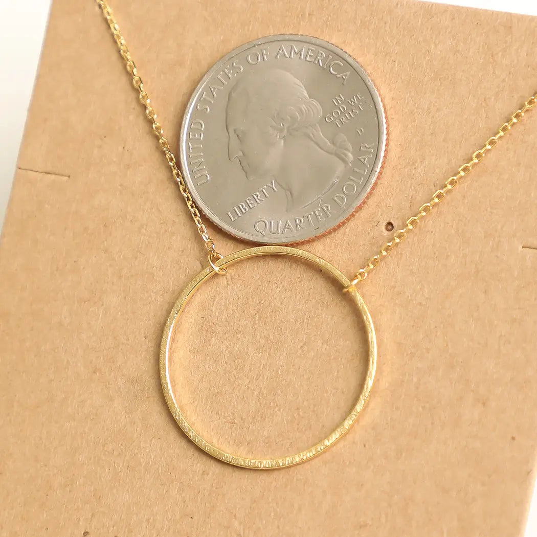 18K Gold Dipped Large Circle Ring Necklace 16" in Length