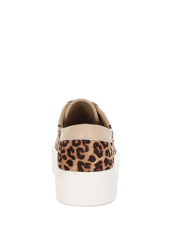 Studded Leopard Print Chunky Sneakers