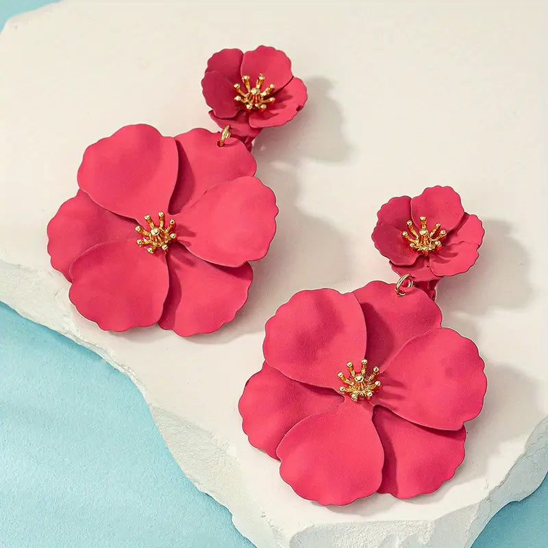 Coral Flower Dangle Earrings
