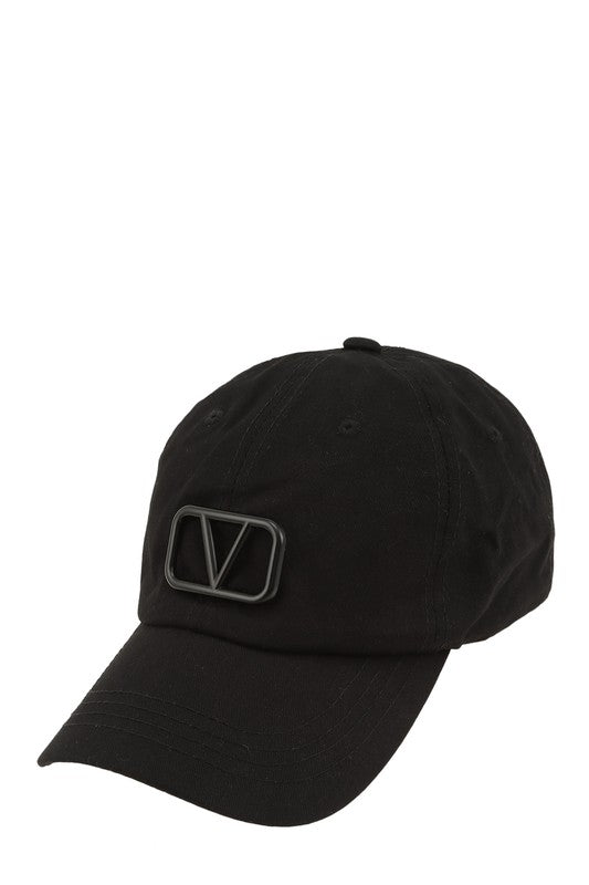 Black with Black V Buckle Charm Baseball Cap