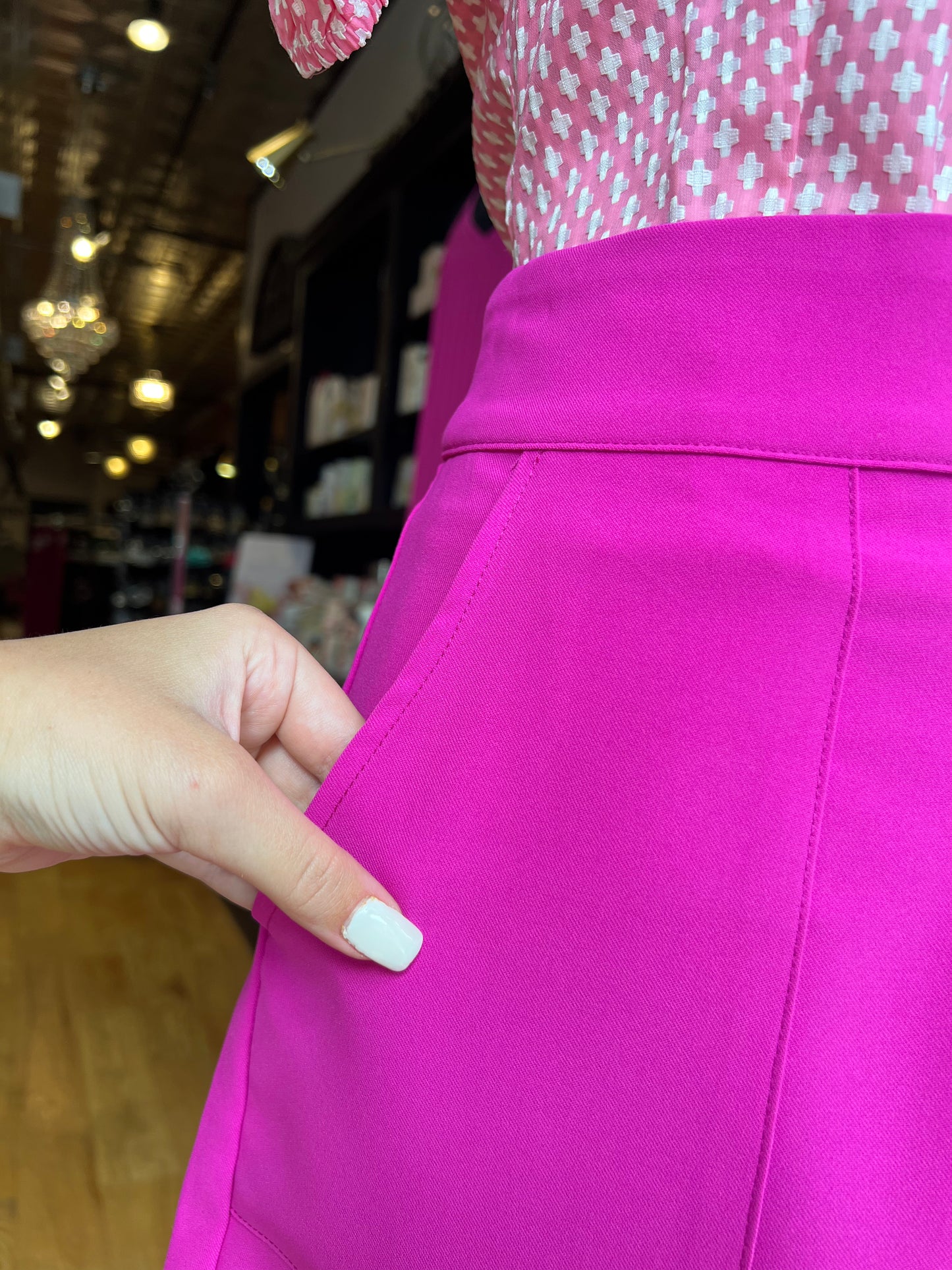 Fuchsia High Waisted Dress Shorts with Pockets