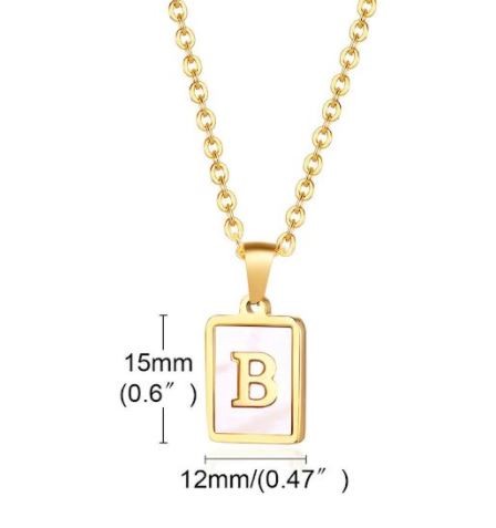 All Yours Mother Of Pearl Gold Initial Necklace Letter B