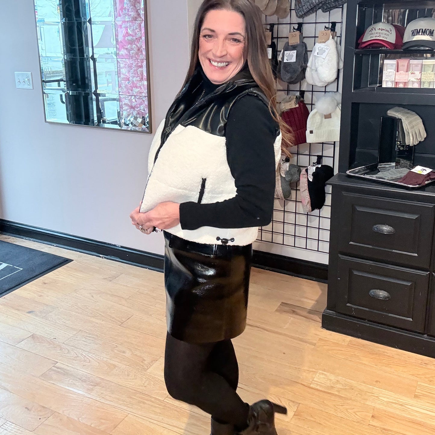 Wintertime Crush Reversible Leather Sherpa Vest