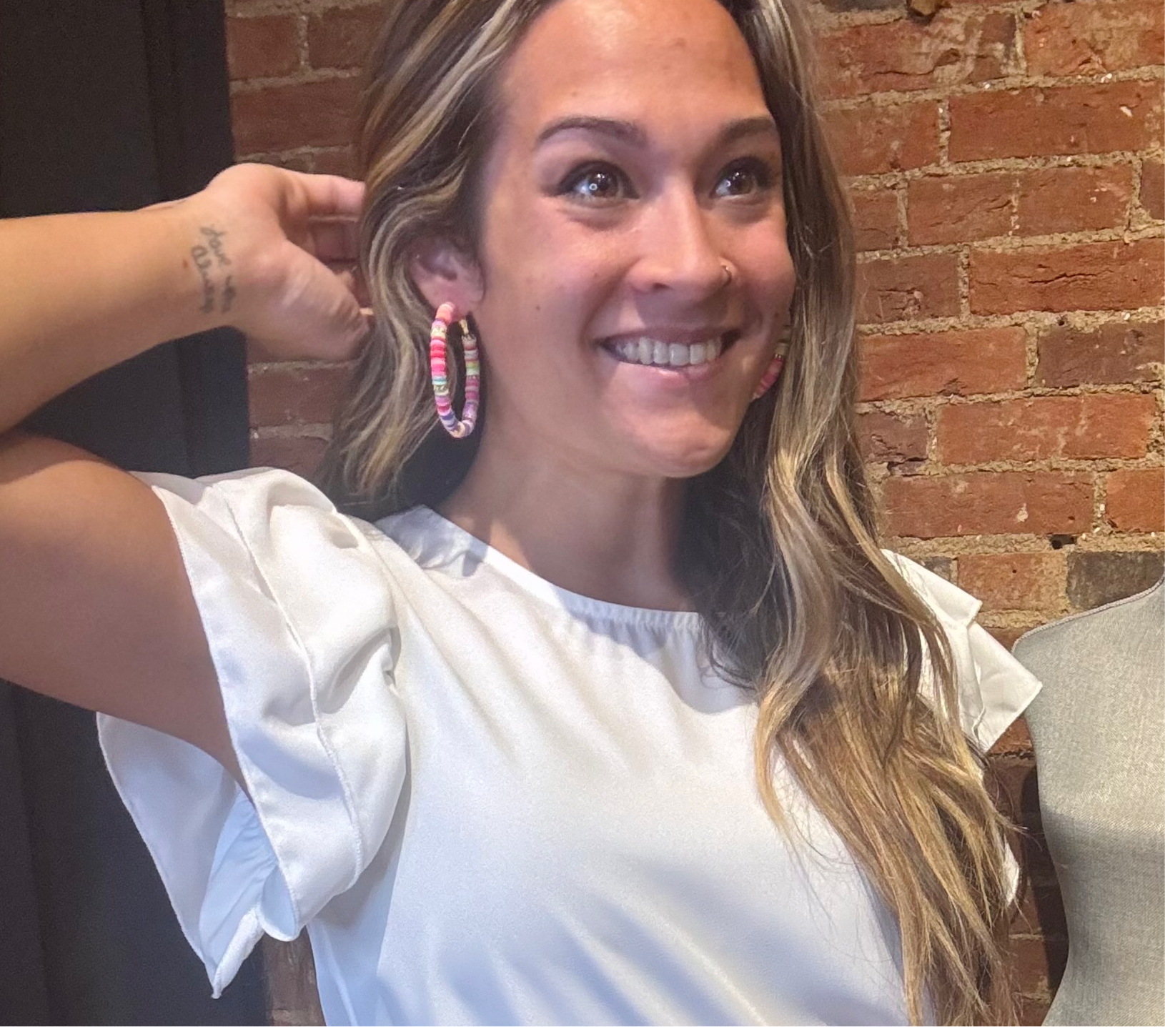 Rainbow Beaded Hoop Earrings