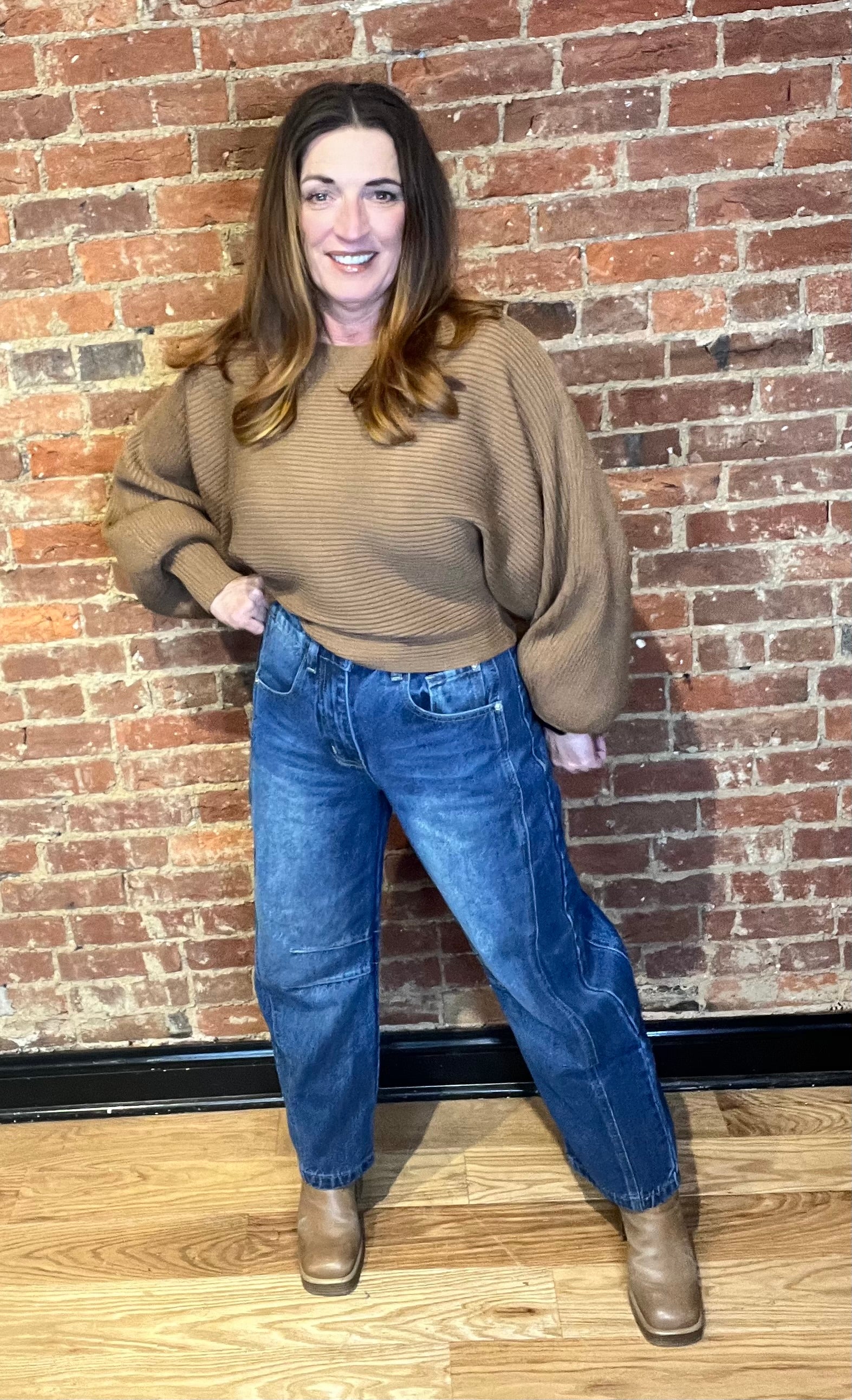 Dark Wash Francine Mid Rise Barrel Jeans